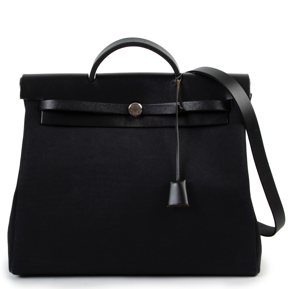 Buy an authentic second hand Hermès Black Herbag 2-in-1 Top Handle at Labellov