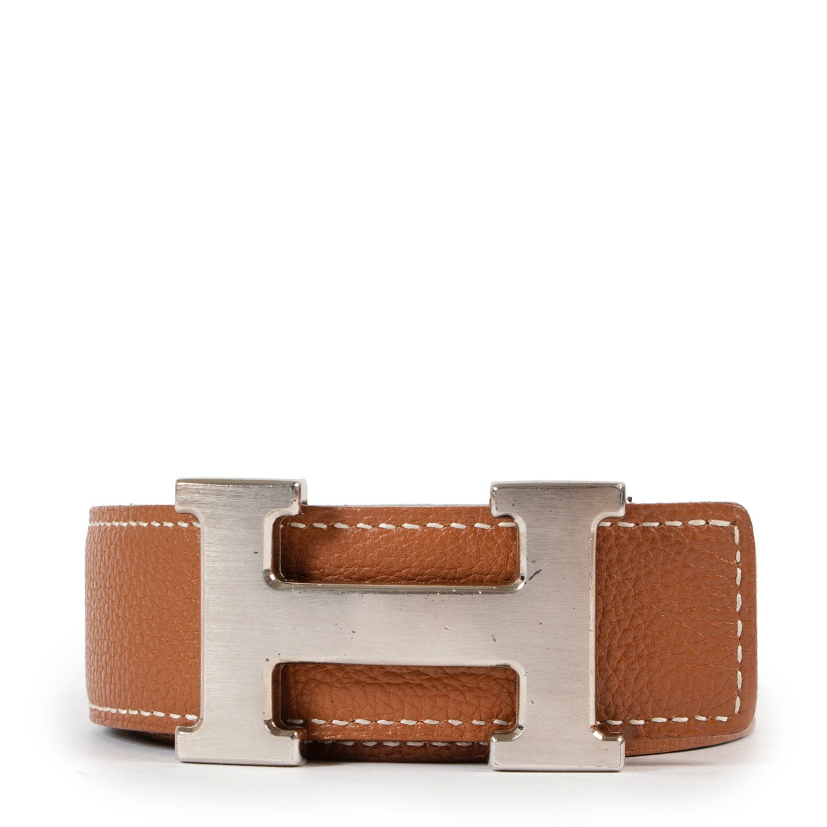 Hermes Black and Gold Constance Reversible Belt - Size 75