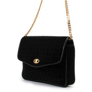 Shop safe online at Labellov in Antwerp this 100% authentic second hand Celine Vintage Black Triomphe Velour Shoulder Bag
