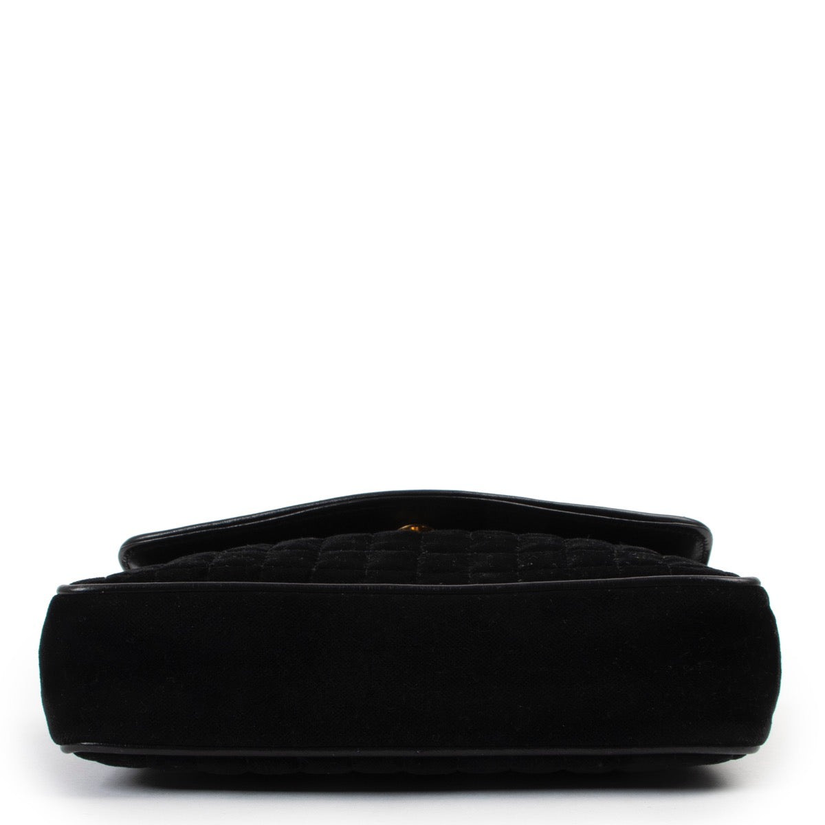 Shop safe online at Labellov in Antwerp this 100% authentic second hand Celine Vintage Black Triomphe Velour Shoulder Bag