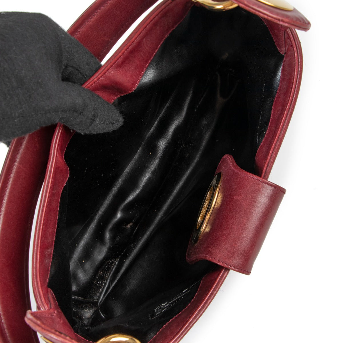 Celine Vintage Burgundy Turnlock Shoulder Bag