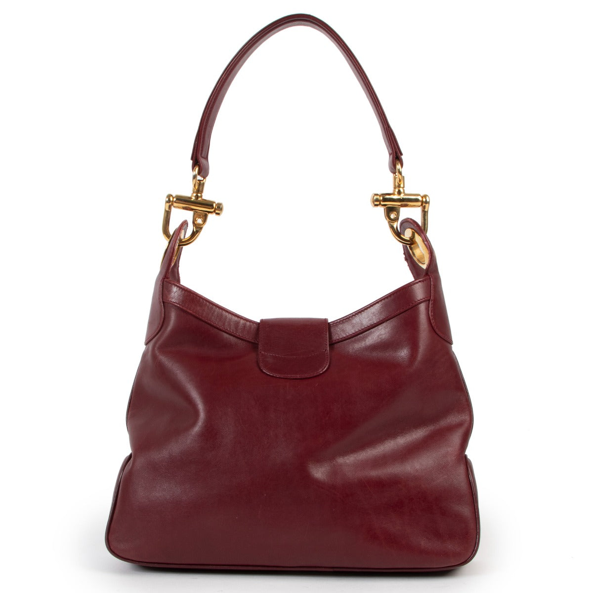 Celine Vintage Burgundy Turnlock Shoulder Bag