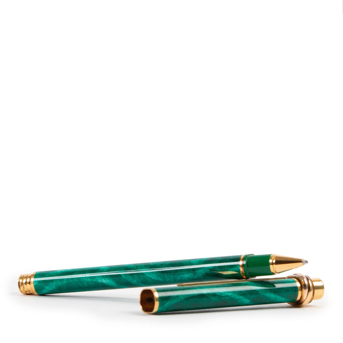 shop vintage authentic Cartier Vendome Green Malachite Lacquer Ballpoint Pen at Labellov for the best price