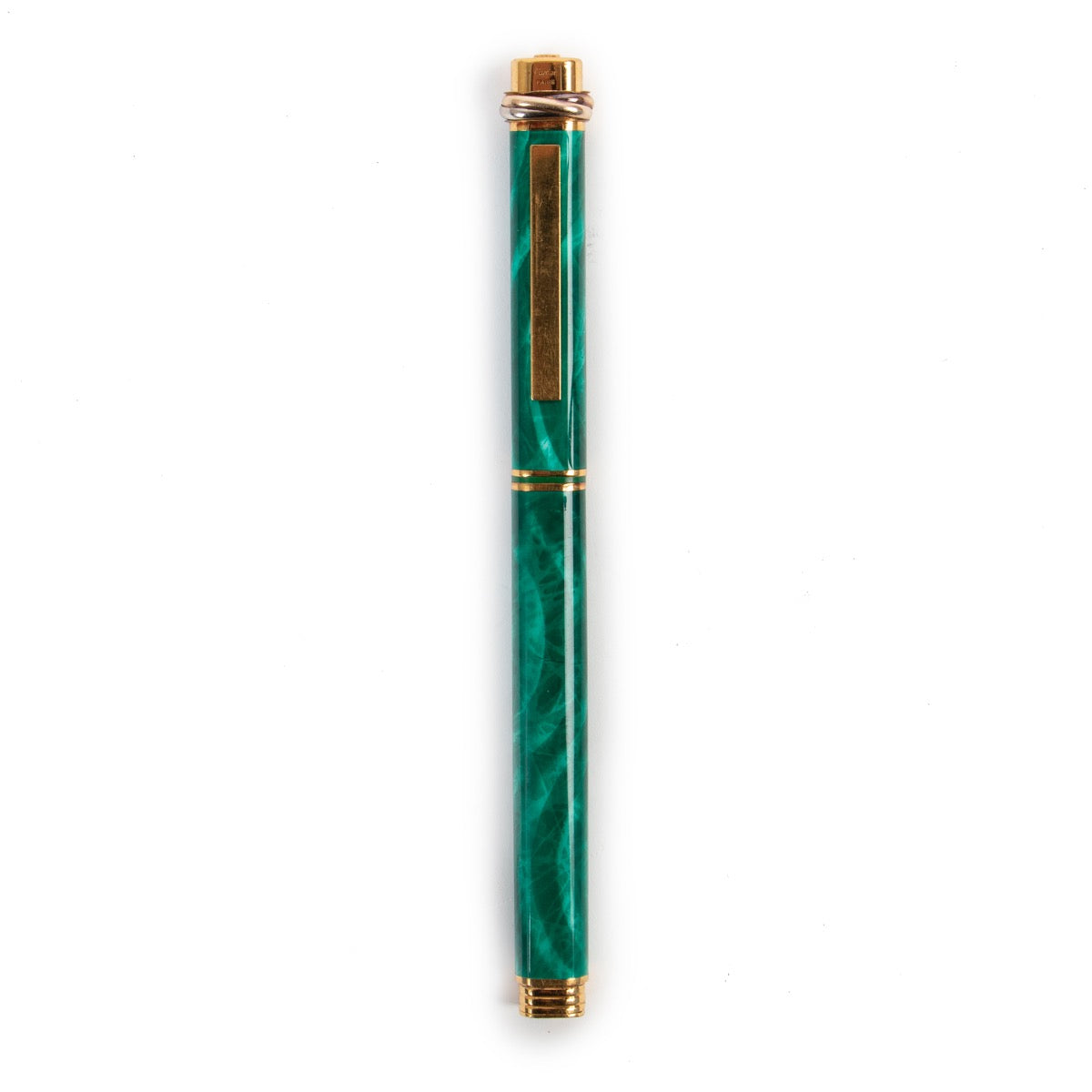 shop vintage authentic Cartier Vendome Green Malachite Lacquer Ballpoint Pen at Labellov for the best price