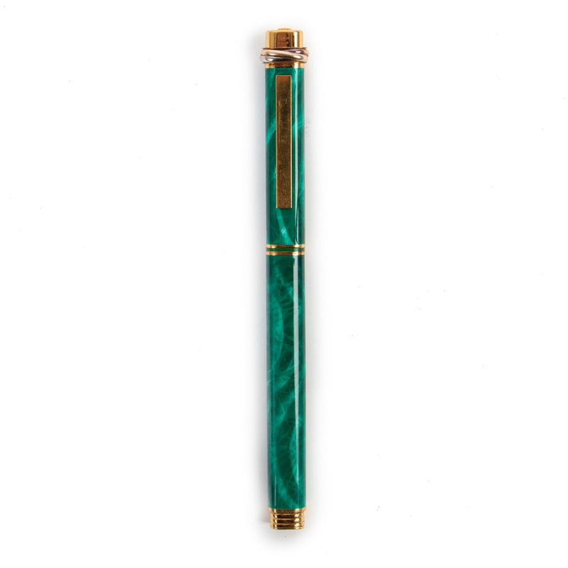 shop vintage authentic Cartier Vendome Green Malachite Lacquer Ballpoint Pen at Labellov for the best price