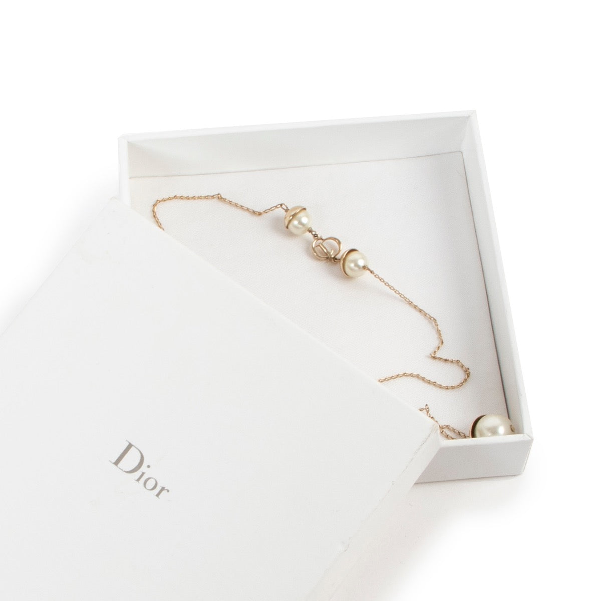 Shop safe online at Labellov 100% authentic second hand Christian Dior Faux Pearl Gold Tone Necklace