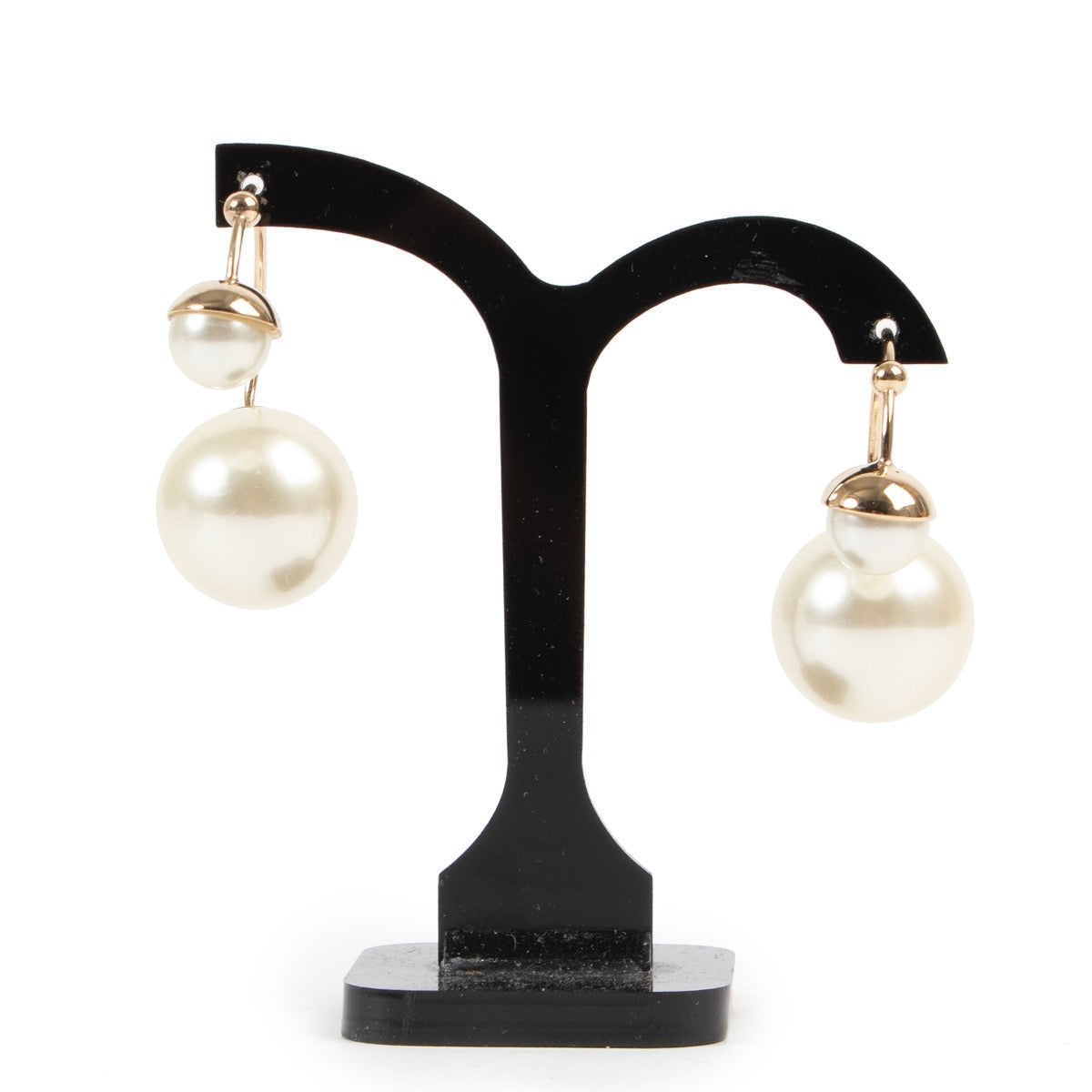 Dior Ultradior Faux Pearl Gold Tone Half Hoop Earrings