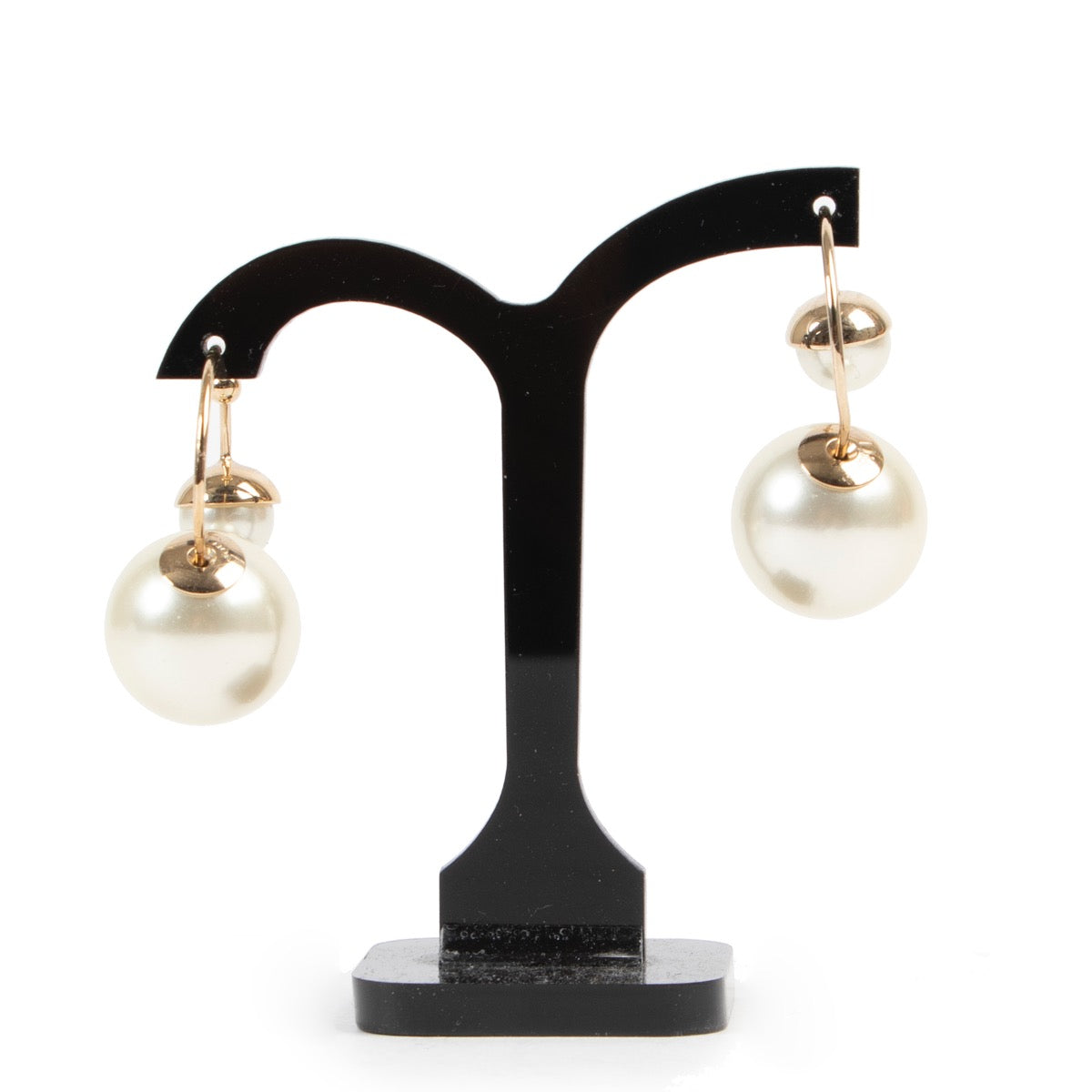 Dior Ultradior Faux Pearl Gold Tone Half Hoop Earrings
