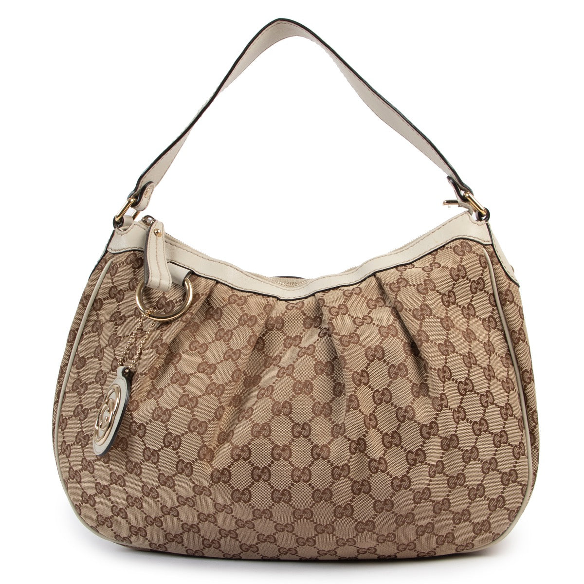 Shop safe online at Labellov in Antwerp this 100% authentic second hand Gucci Monogram Canvas Shoulder Bag