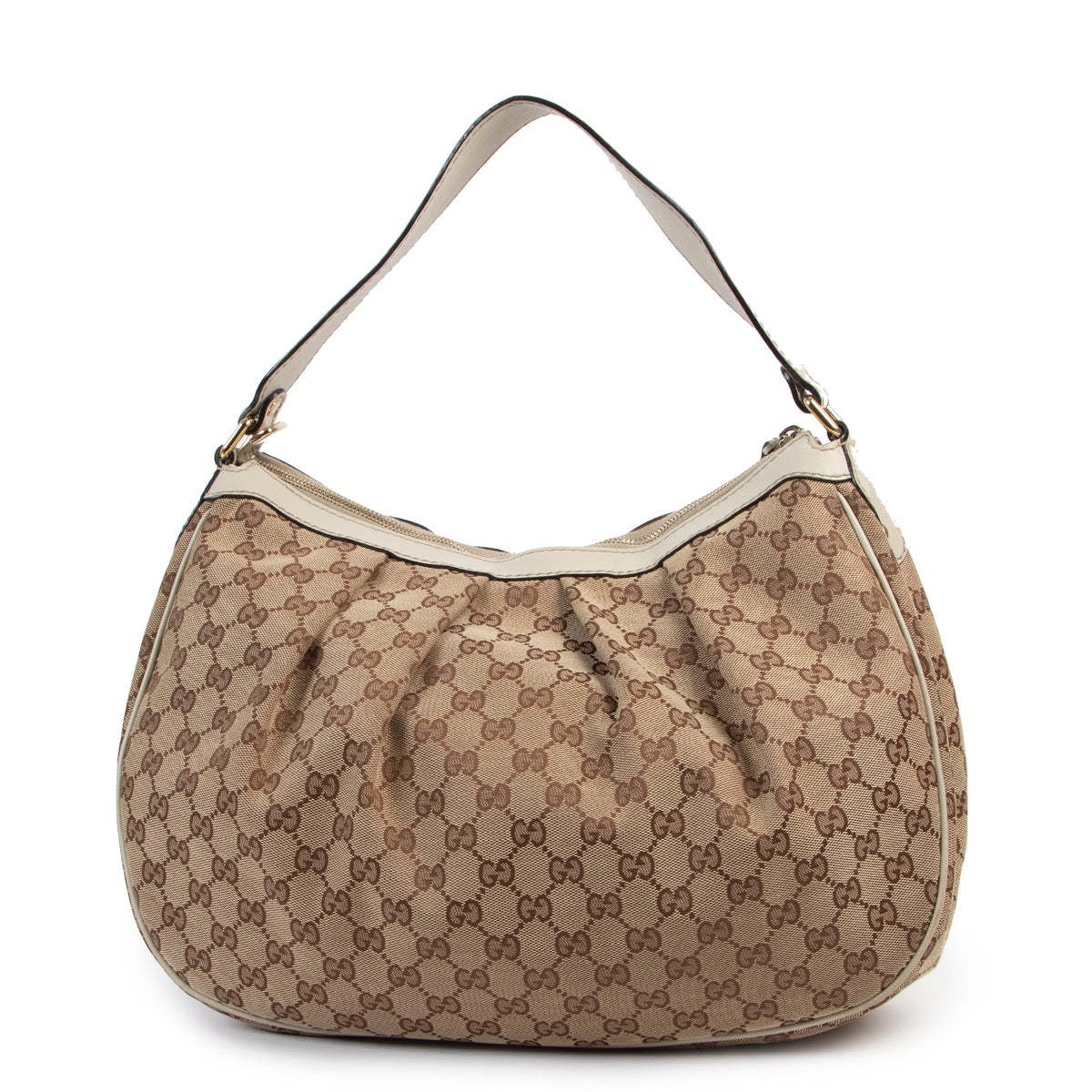 Shop safe online at Labellov in Antwerp this 100% authentic second hand Gucci Monogram Canvas Shoulder Bag
