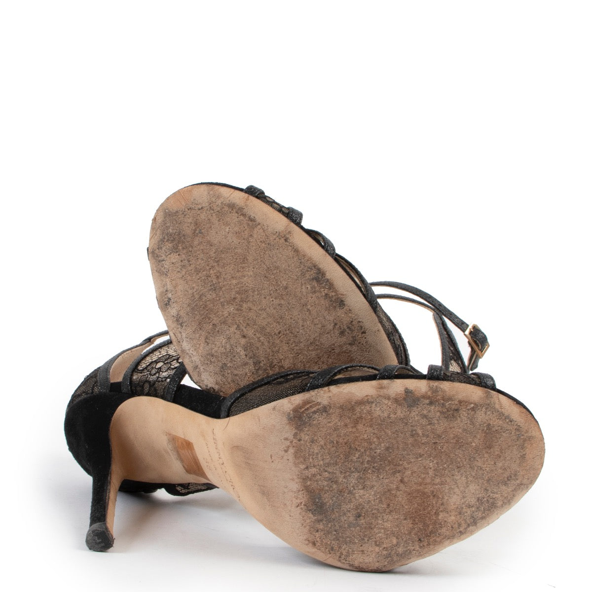 Shop safe online at Labellov in Antwerp this 100% authentic second hand Jimmy Choo Fitch Black Lace Sandals - Size 38