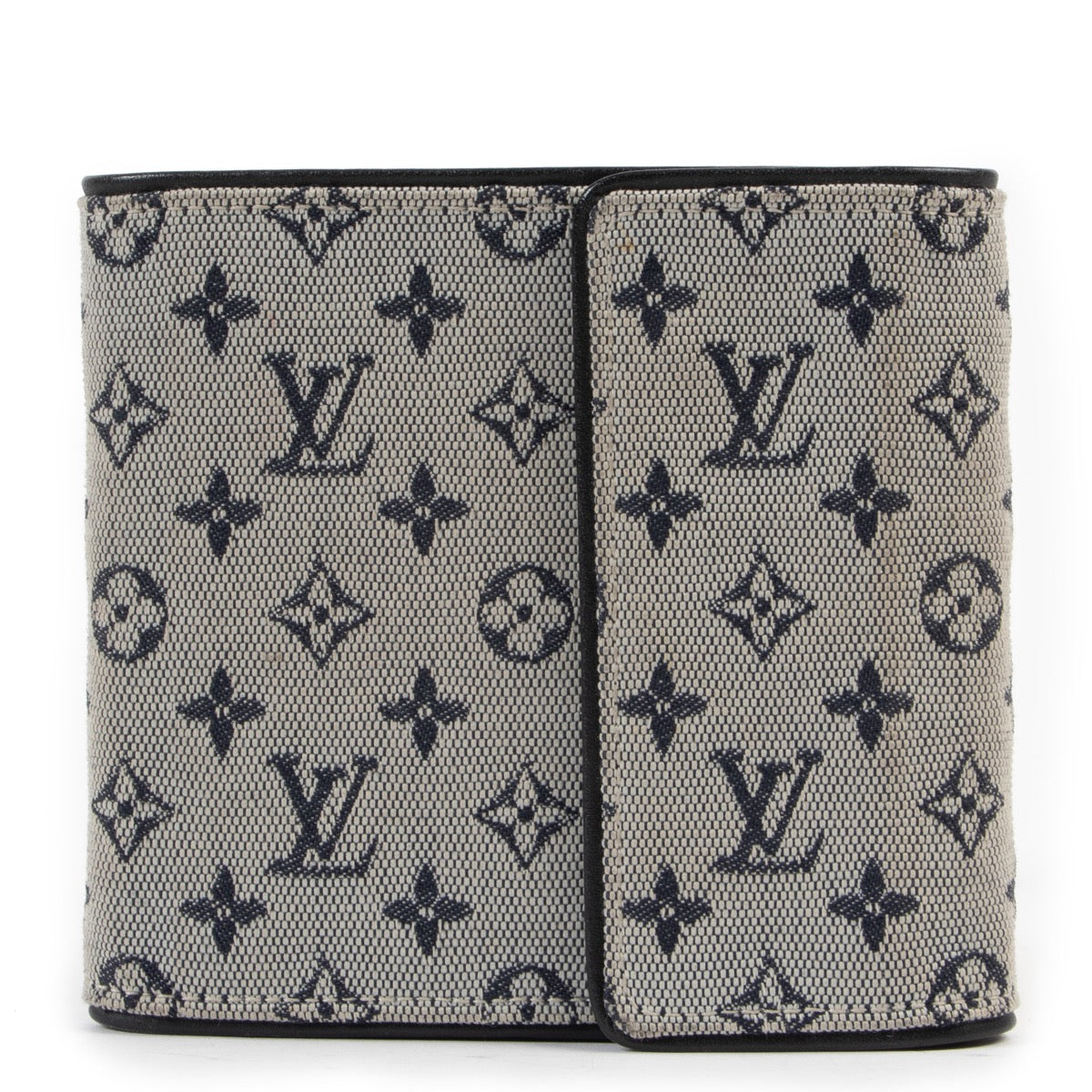 Shop safe online at Labellov in Antwerp this 100% authentic second hand Louis Vuitton Blue Mini Lin Elise Wallet