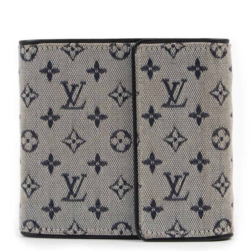 Shop safe online at Labellov in Antwerp this 100% authentic second hand Louis Vuitton Blue Mini Lin Elise Wallet
