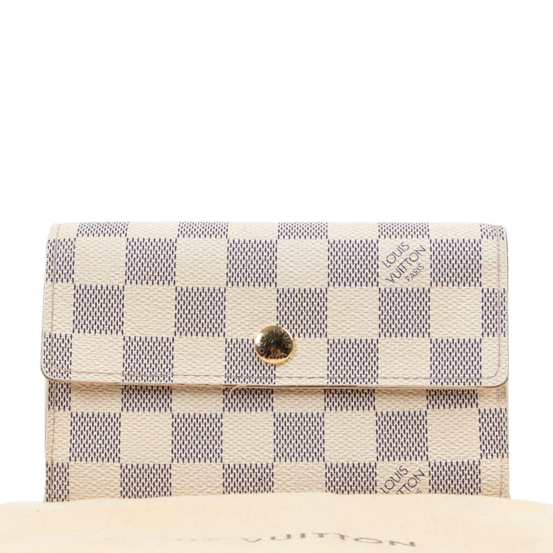 Buy an authentic second hand Louis Vuitton White Alexandra Damier Azur Leather Wallet at Labellov