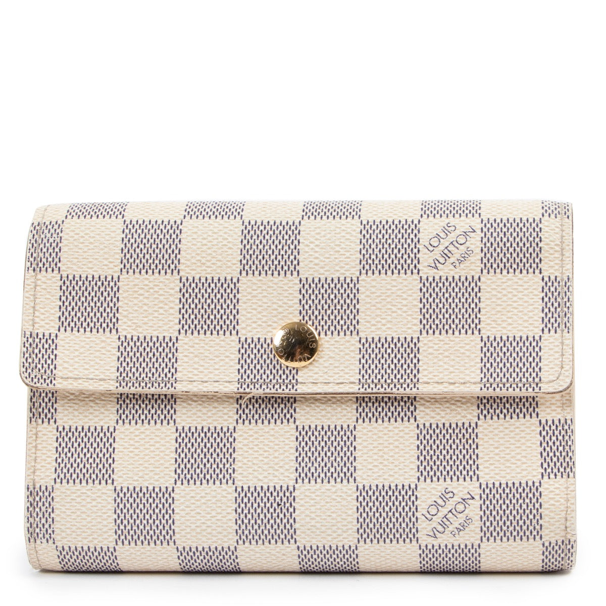 Buy an authentic second hand Louis Vuitton White Alexandra Damier Azur Leather Wallet at Labellov