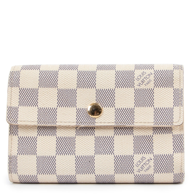 Buy an authentic second hand Louis Vuitton White Alexandra Damier Azur Leather Wallet at Labellov
