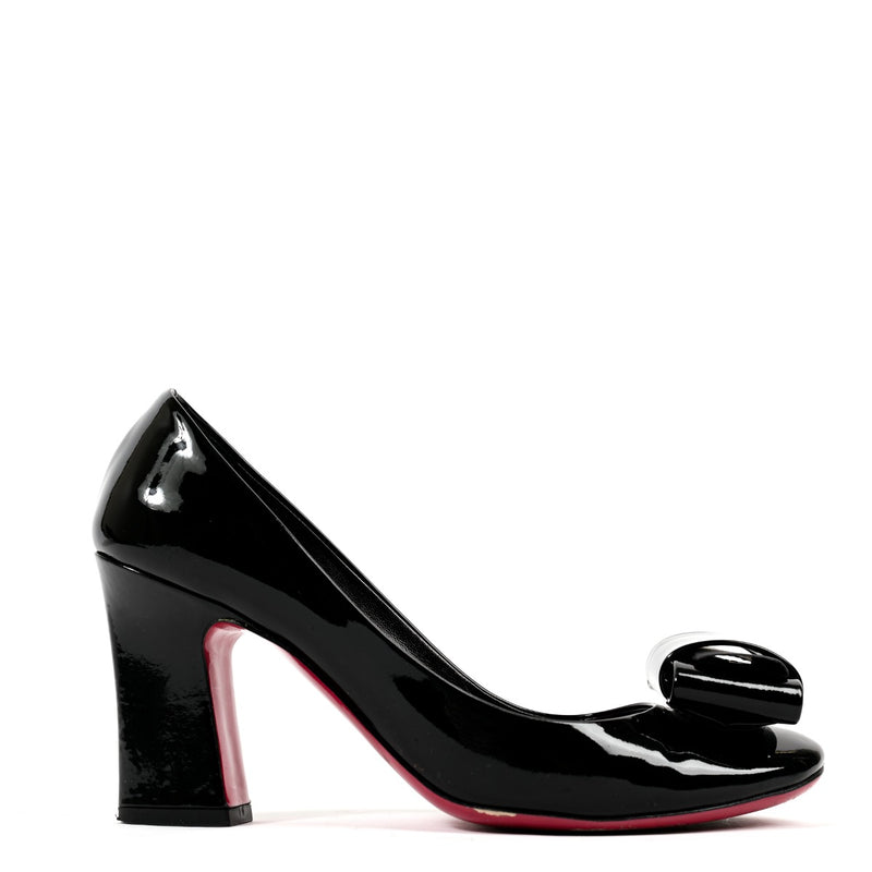 Miu Miu Black Patent Leather Bow Pumps