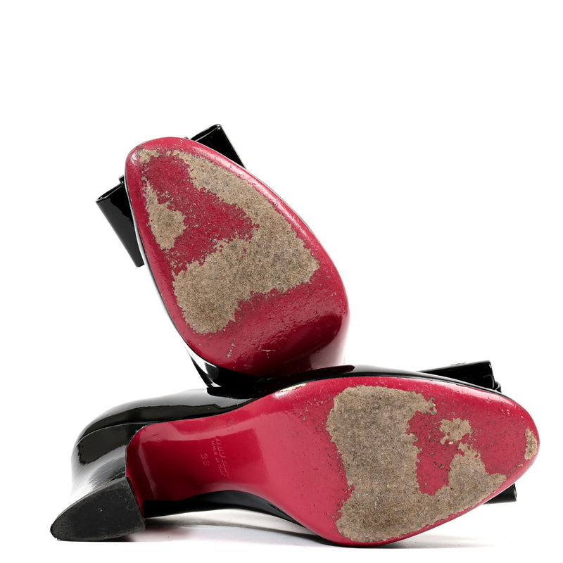 Miu Miu Zwarte Lakleren Strik Pumps - Maat 38