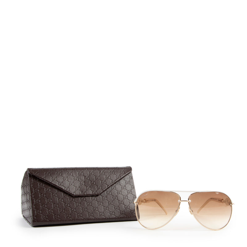 Gucci White Aviator Sunglasses