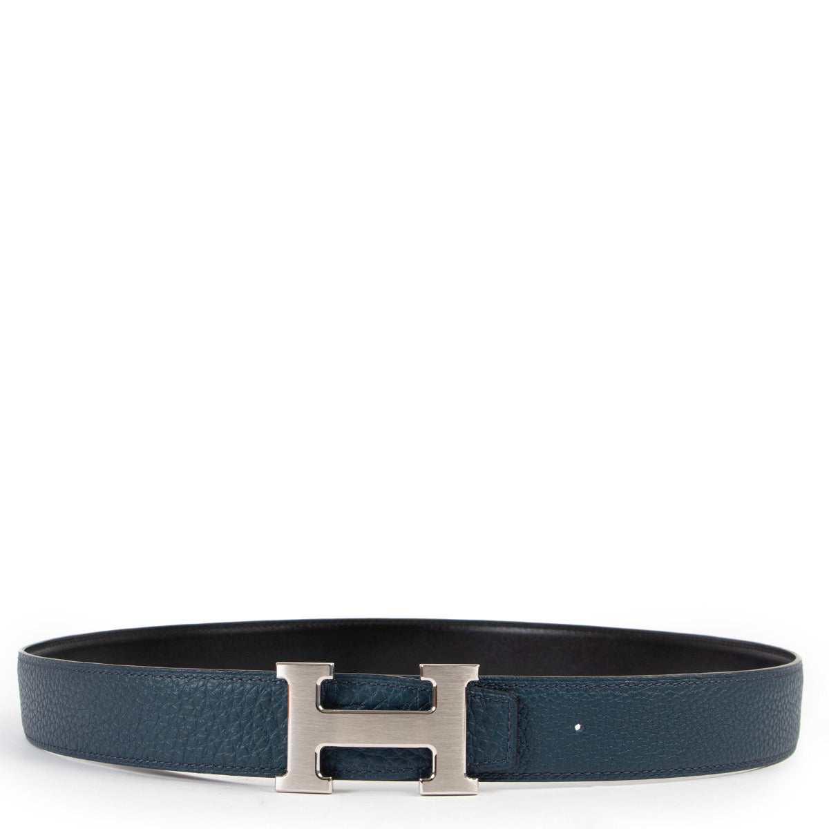 Buy an authentic second hand Hermès Constance Belt Buckle 38mm Togo Noir/Blue de Prusse at Labellov