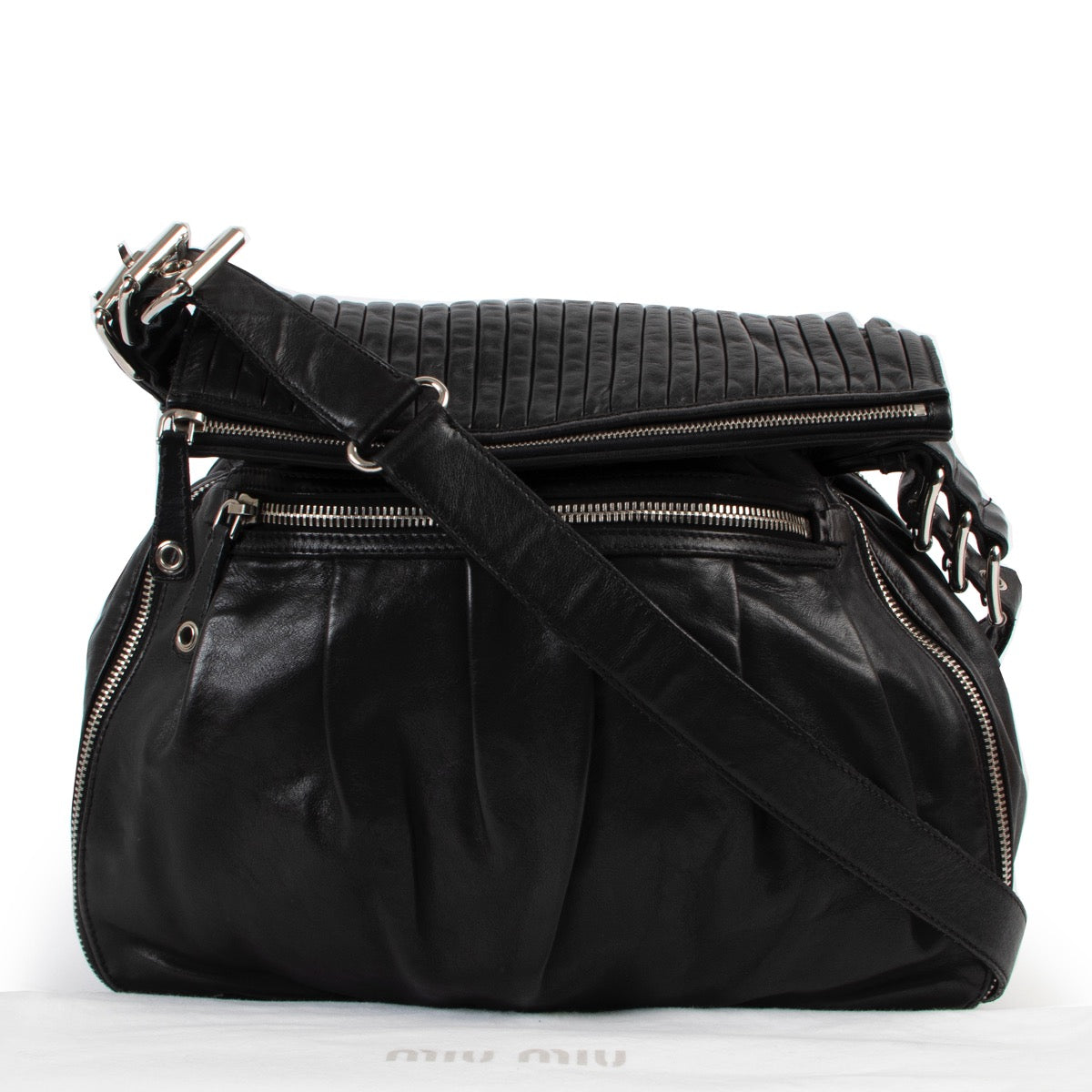 Shop safe online black Miu Miu crossbody bag in very good condition, Black Miu Miu bag in very good condition, Preloved Miu Miu bag in very good condition