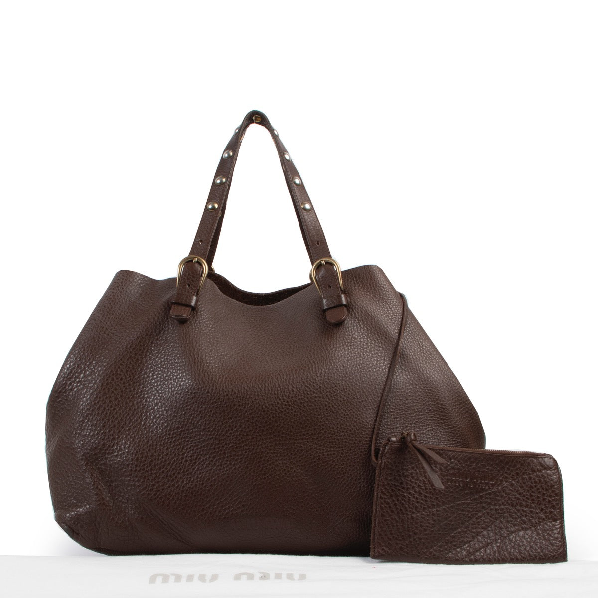 Buy an authentic second hand Miu Miu brown shopper bag at Labellov