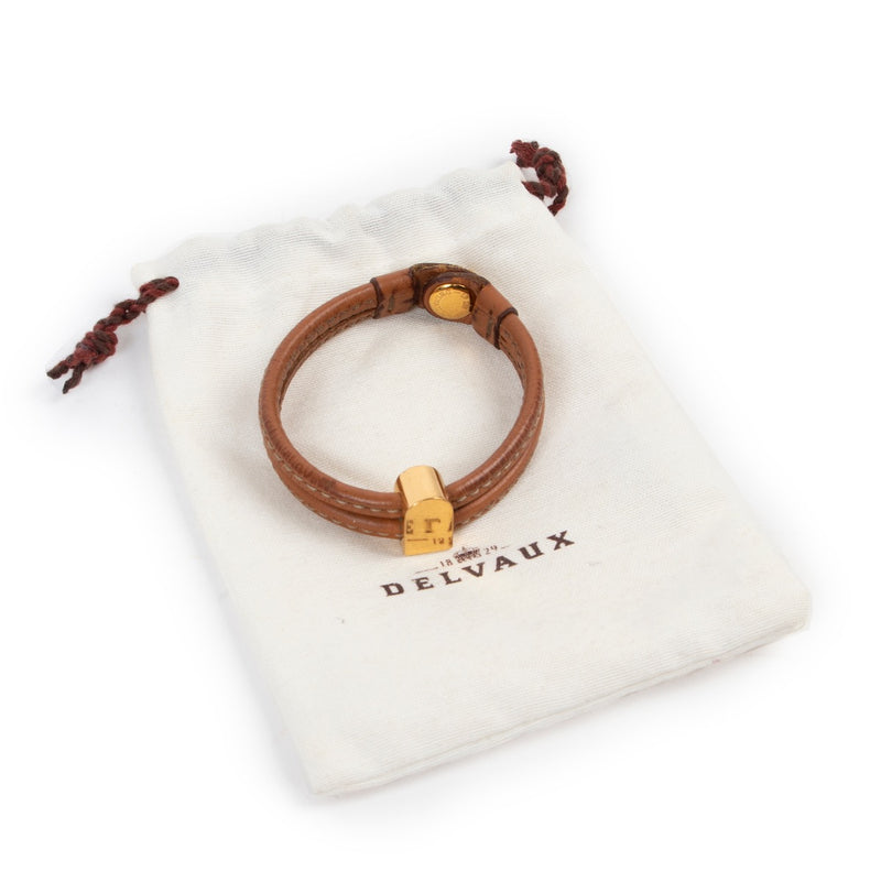 Shop safe online Delvaux cognac bracelet, Delvaux cognac bracelet in good condition, Preloved Delvaux bracelet in good condition.