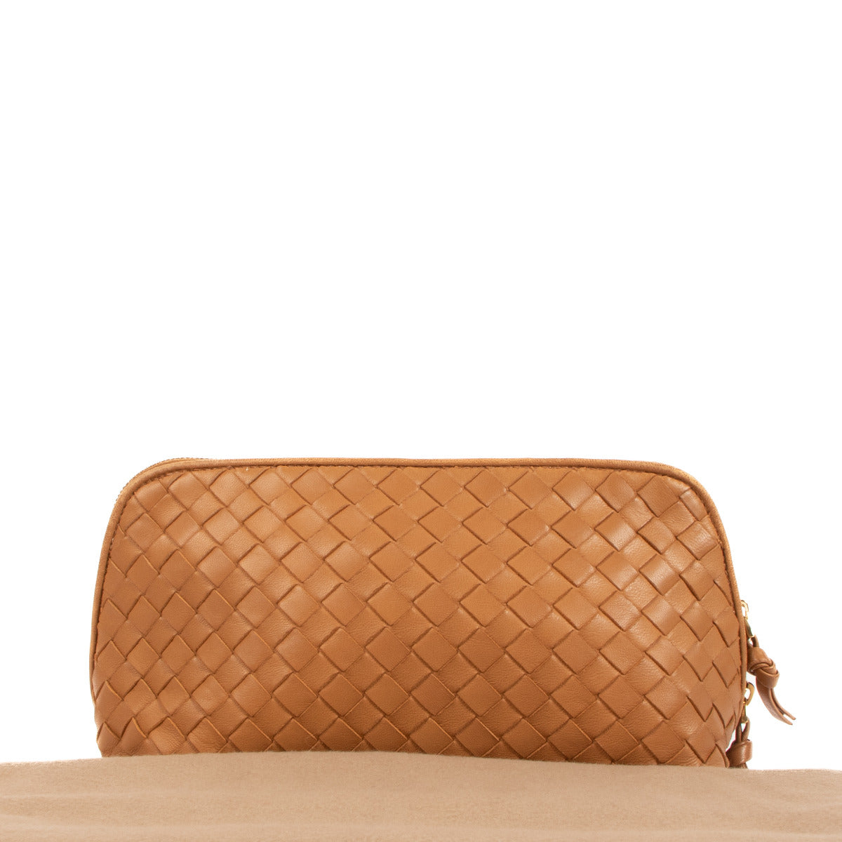 Pochette Bottega Veneta en cuir intrecciato camel