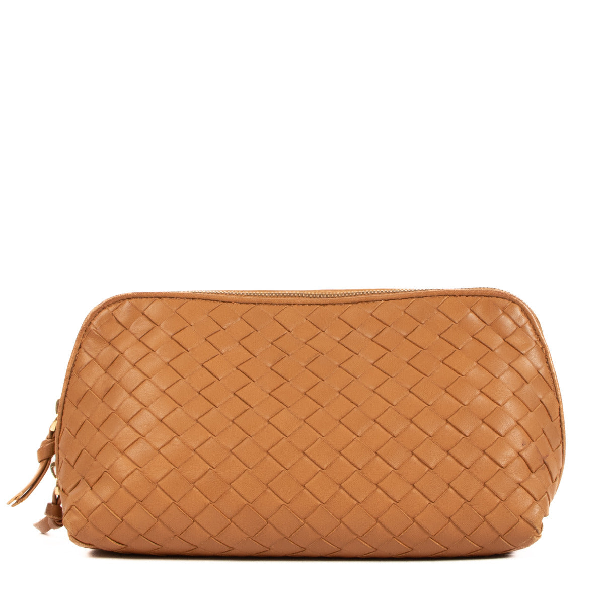 Pochette Bottega Veneta en cuir intrecciato camel