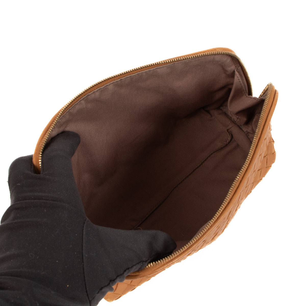 Pochette Bottega Veneta en cuir intrecciato camel