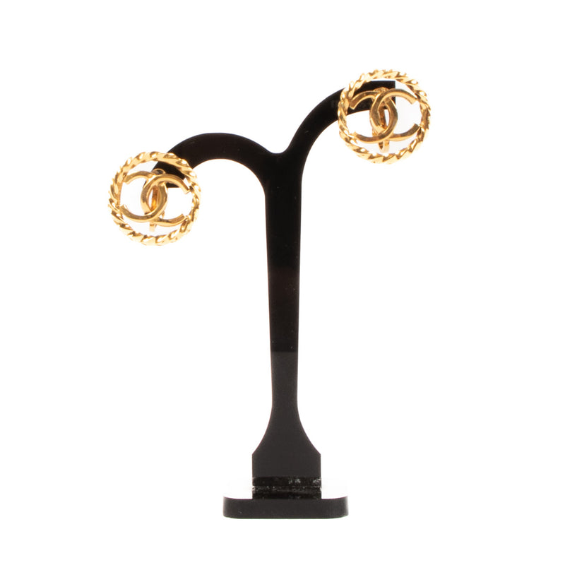 Chanel Gouden CC Clip Vintage Oorbellen