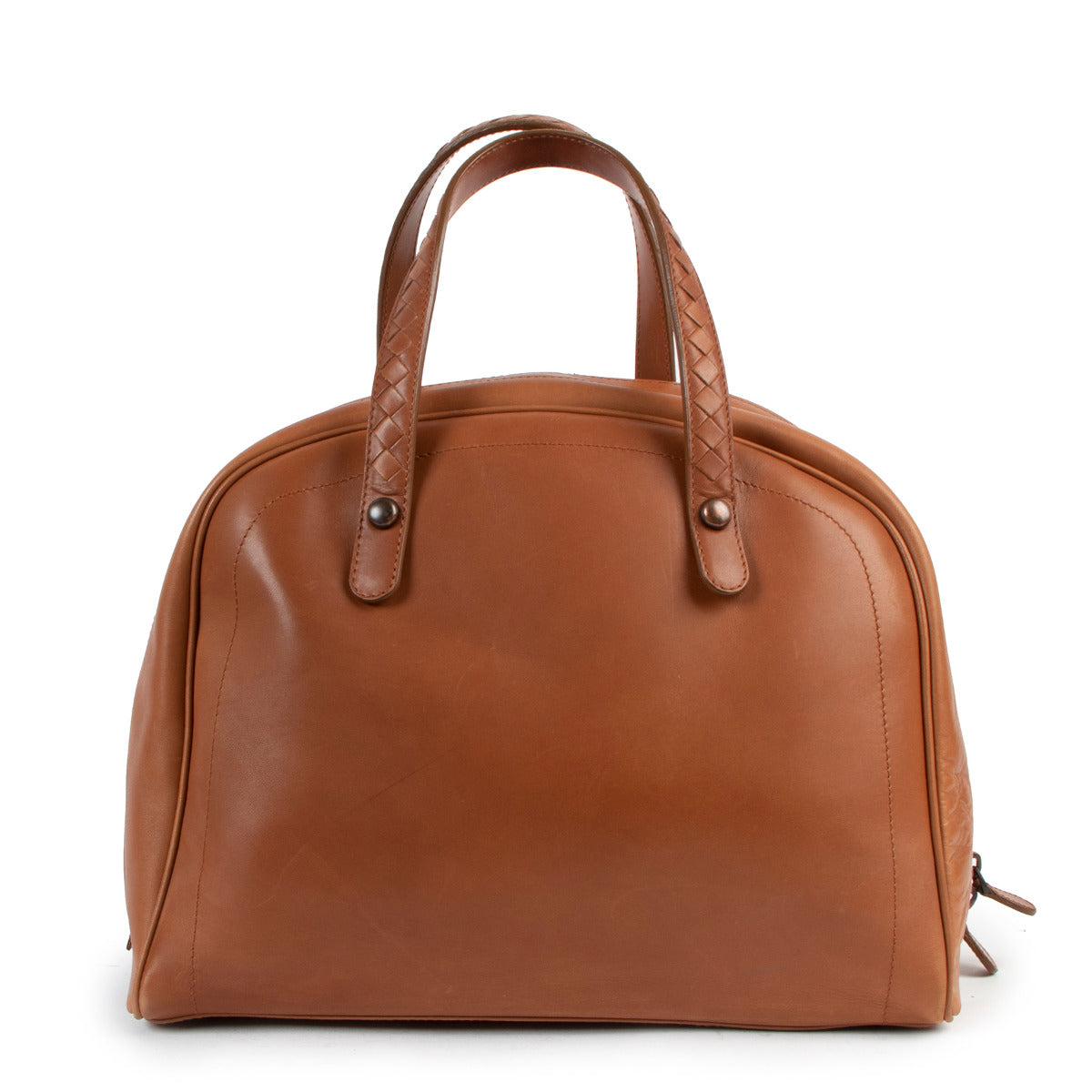 Bottega Veneta Cognac Intrecciato Handle Dome Bag