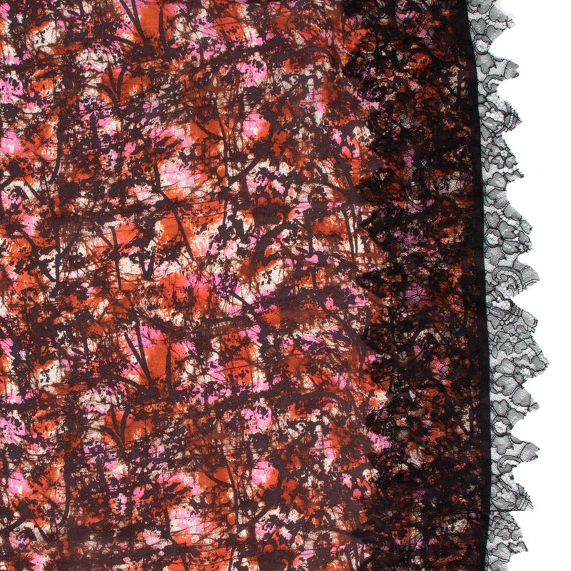 Bottega Veneta Sjaal van zijde met abstracte print en kanten afwerking