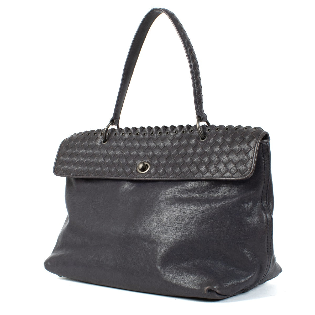 Sac à main Bottega Veneta Intrecciato violet avec poignée supérieure
