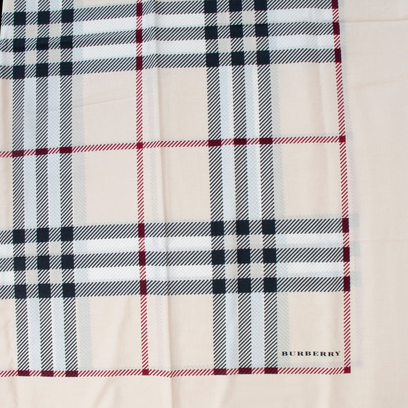 Burberry London Beige Check Cotton Large Scarf