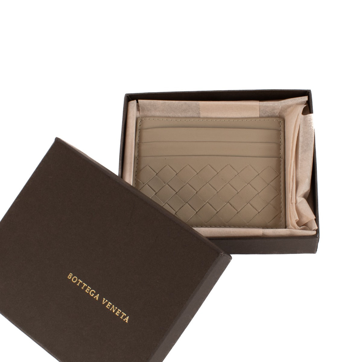 Porte-cartes Intrecciato beige Bottega Veneta