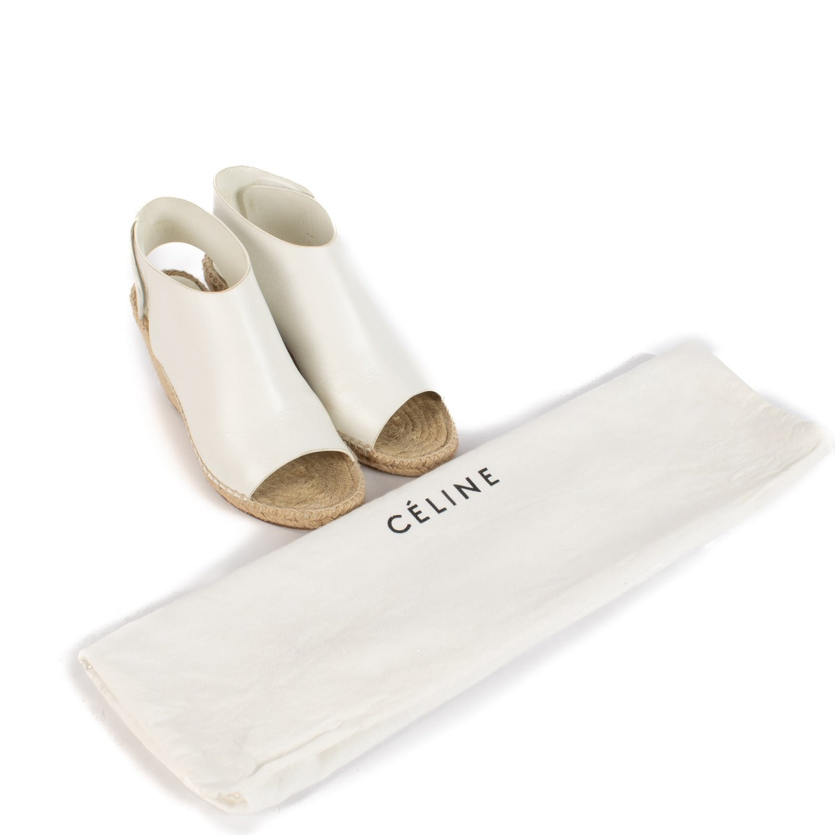 Celine White Wedge Heel Sandals - Size 38