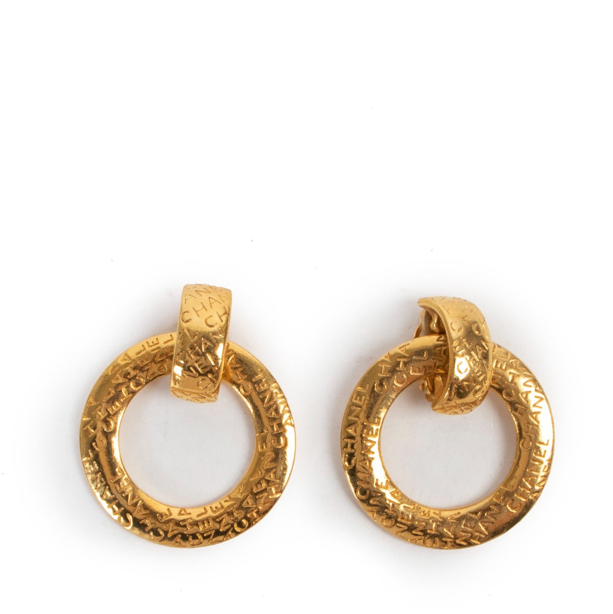 Shop authentic second hand vintage designer luxury Chanel Vintage Gold Hoop Clip Earrings at Labellov