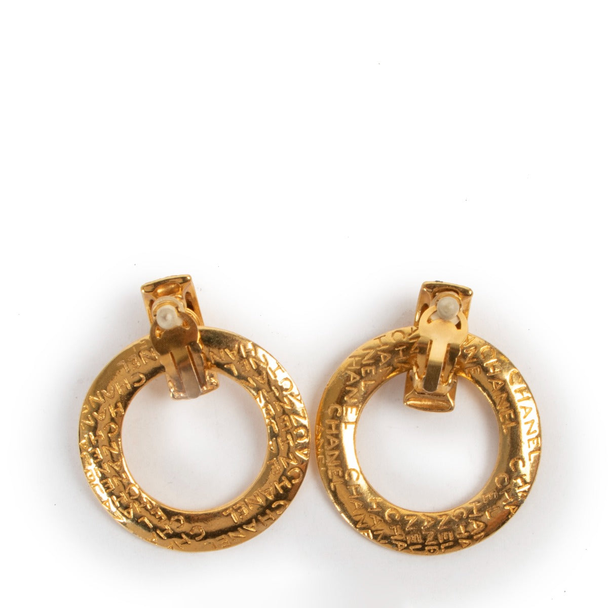 Shop authentic second hand vintage designer luxury Chanel Vintage Gold Hoop Clip Earrings at Labellov