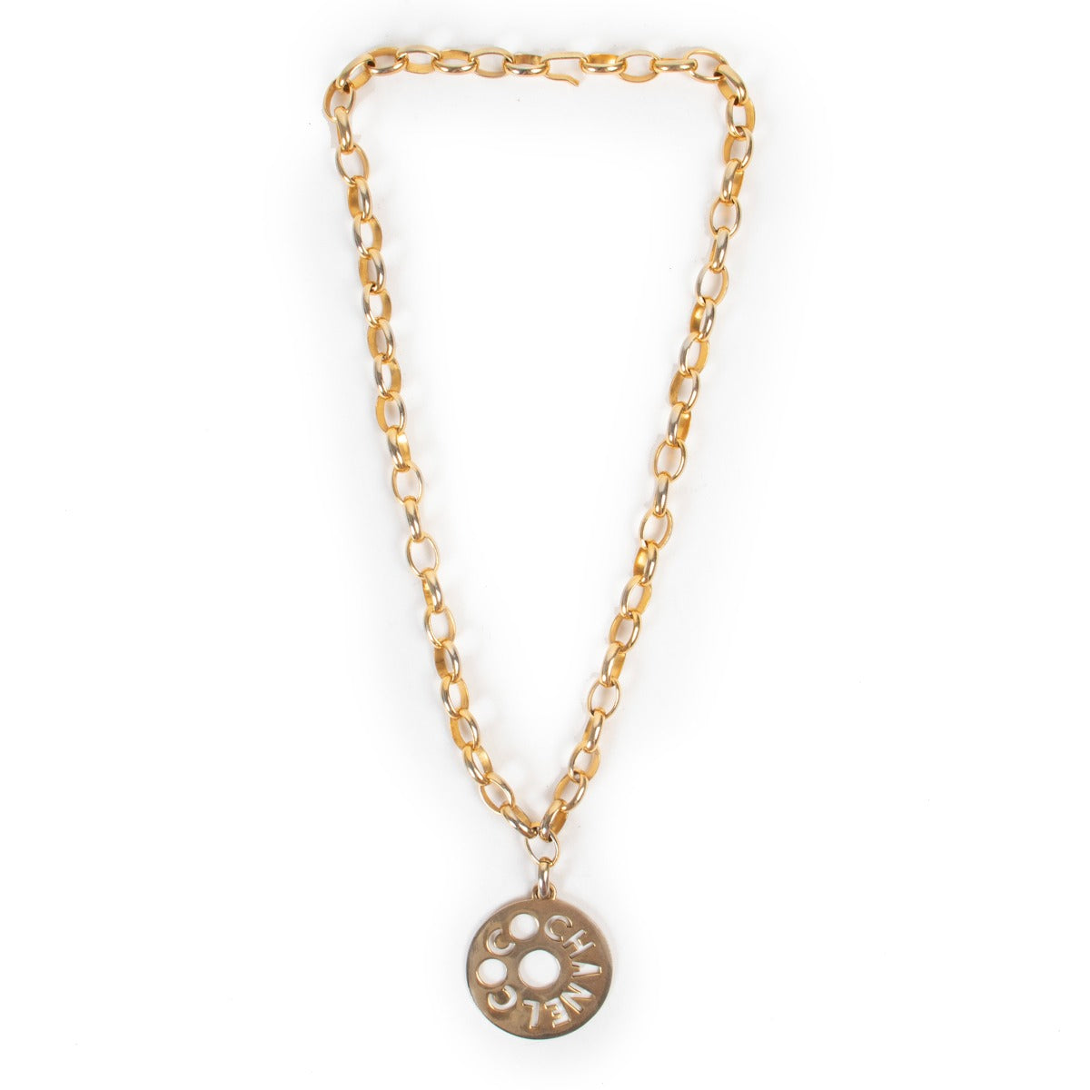 Shop second hand luxury designer high-end fashion Chanel Vintage Gold Coco Chanel Pendant Chain Necklace at Labellov.