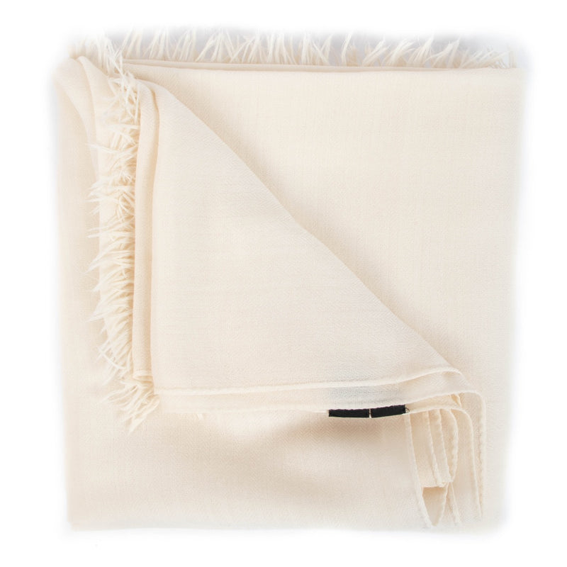 Buy an authentic Hermès Hermès Cream Cashmere/Wool Shawl in good condition at Labellov in Antwerp, Brussels, Knokke.