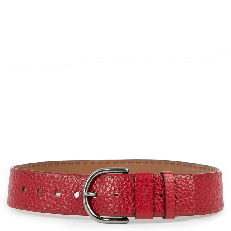 Prada Red Leather Double Stitch Belt
