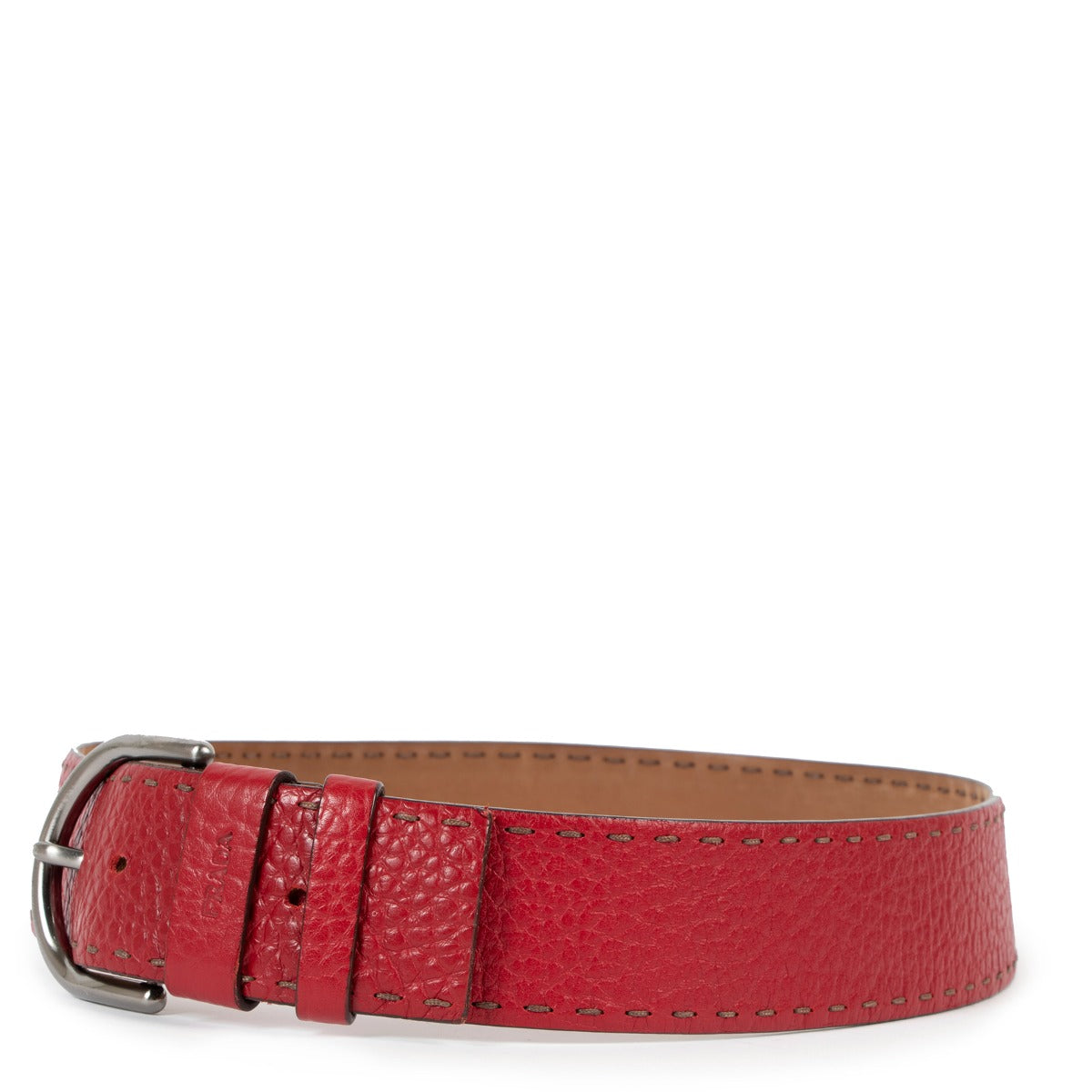 Ceinture Prada en cuir rouge à double surpiqûre – Taille 80