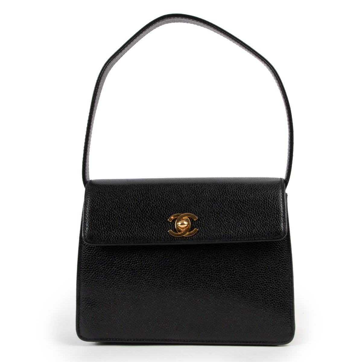 shop a 100% authentic second hand Chanel Vintage Black Caviar Mini Top Handle Bag at Labellov