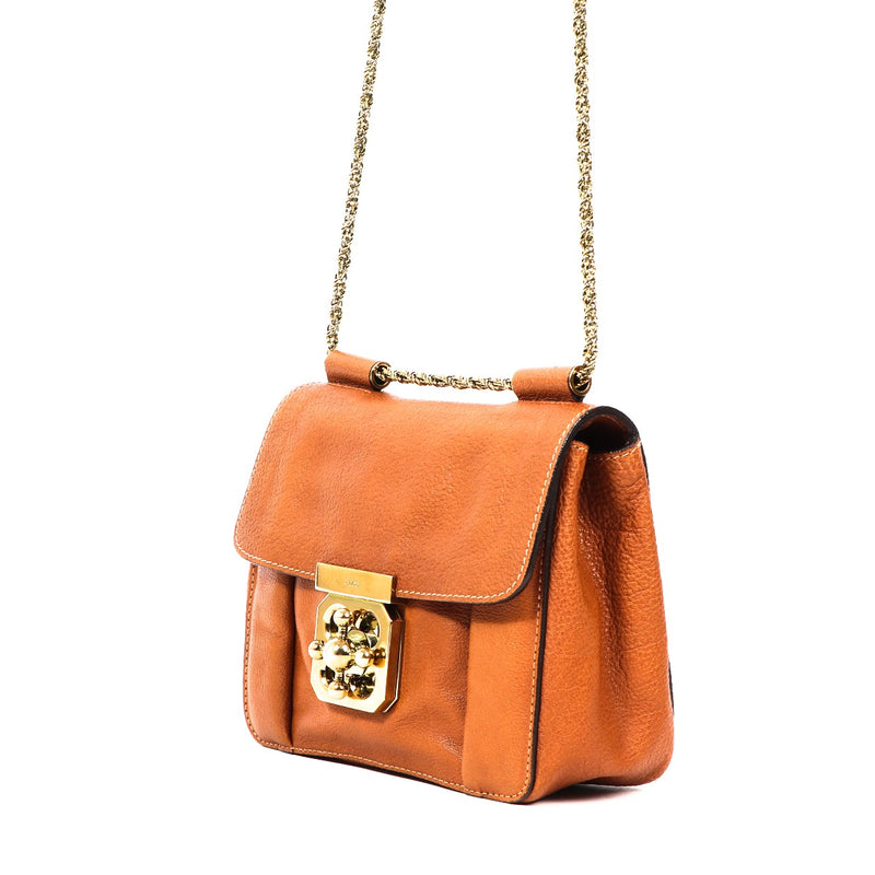 Buy an authentic second-hand Chloé Cognac Calf Leather Elsie Crossbody Bag in very good condition at Labellov in Antwerp.