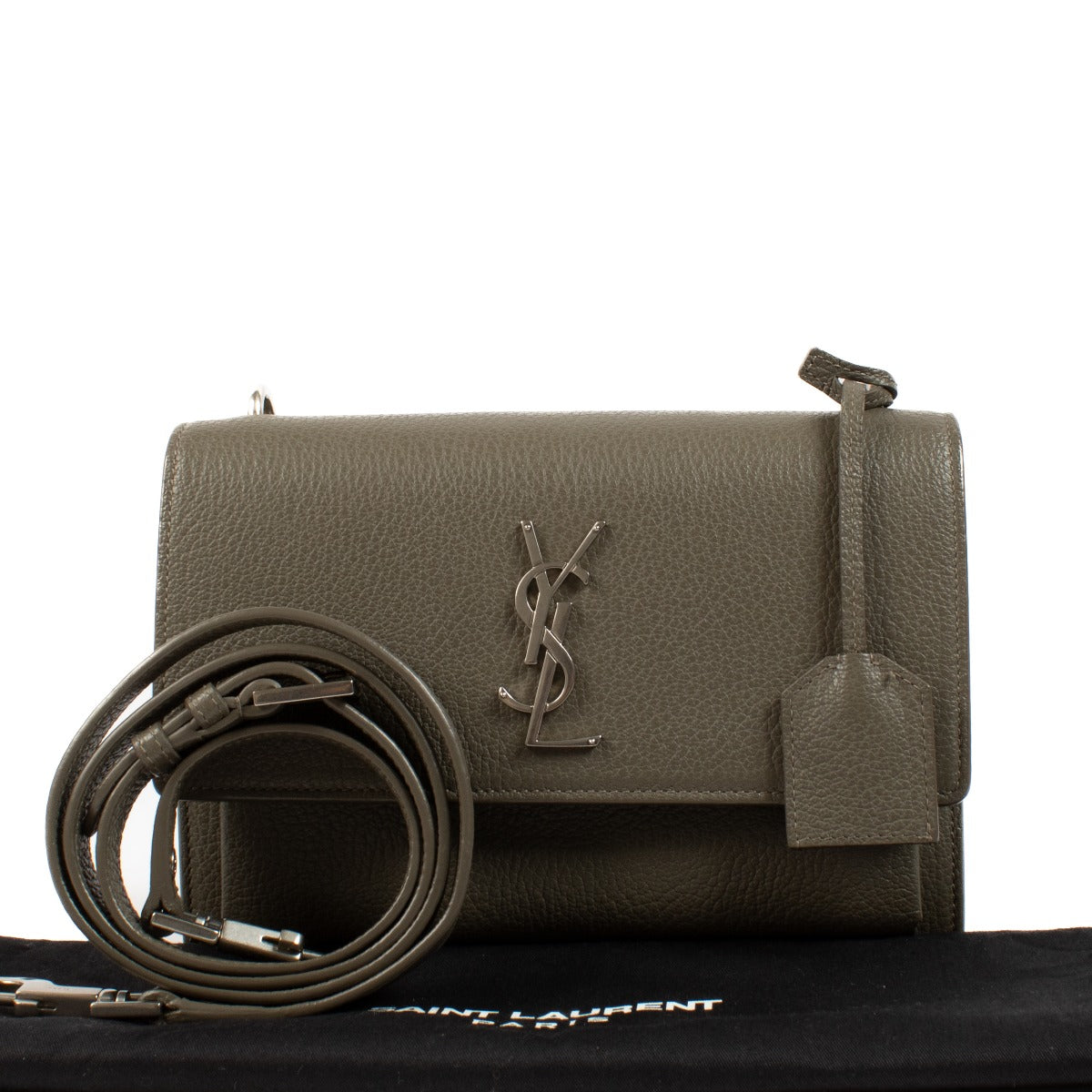 Saint Laurent Taupe Leather Sunset Medium Bag