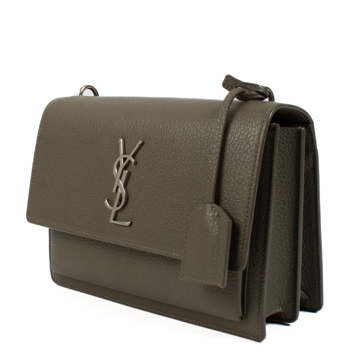 Sac Sunset moyen en cuir taupe Saint Laurent