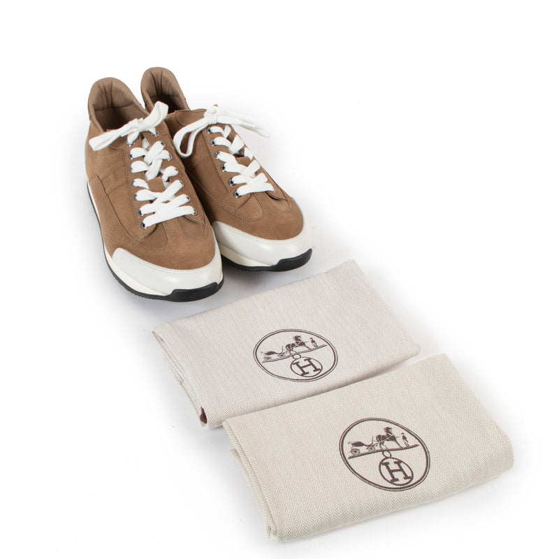 Hermès Beige Suede Goal Sneakers