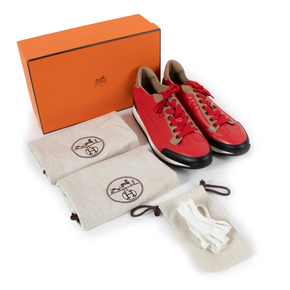 Hermès Red Leather Goal Sneakers
