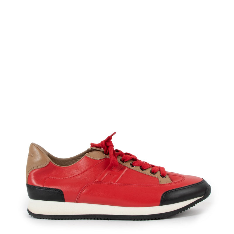 Hermès Red Leather Goal Sneakers